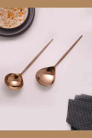 ellementry Set Of 2 Rose Gold-Toned Handcrafted Masai Ladles