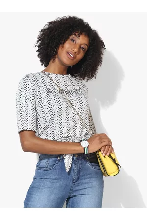 Deal Women Grey & Black Printed Top