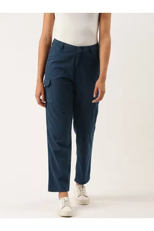 IVOC Women Pure Cotton Mid-Rise Slim Fit Cargo Style Trousers