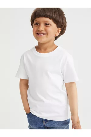 H&M Boys White Pure Cotton Slim Fit T-shirt