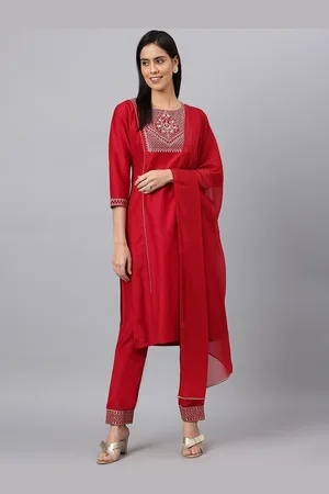 MEESAN Women Yoke Design Kurta with Trousers & Dupatta