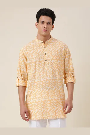 Fabindia Men Printed Mandarin Collar Cotton Kurta