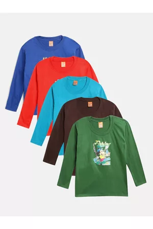 MANZON Kids Pack of 5 Humour Comic Print Round Neck Pure Cotton T-shirts