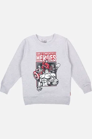 PROTEENS Boys Grey & Black Avengers Printed Sweatshirt