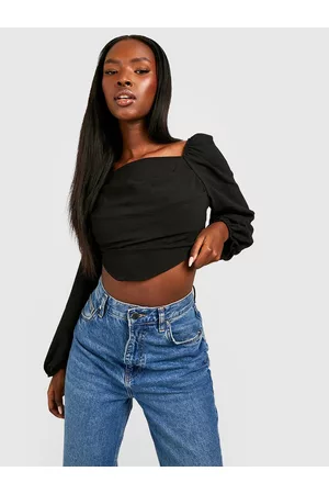 Boohoo Textured Smocked Crop Top