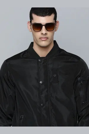 Flying Machine Men Black Solid Bomber Jacket