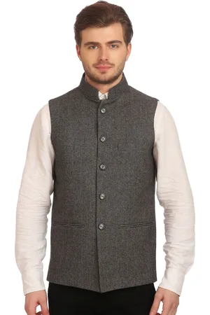 Wintage Black & Off-White Nehru Jacket