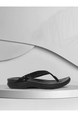 Crocs Capri Women Black Woven Design Sandals