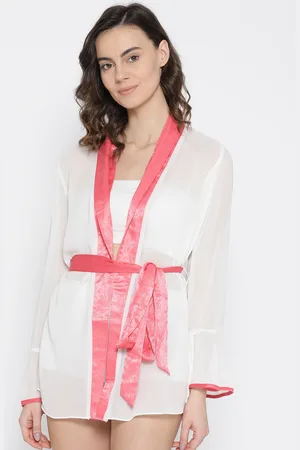 Erotissch Women White Solid Sheer Mini Robe