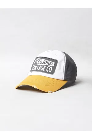 JACK & JONES Men Yellow & White Printed Baseball Cap