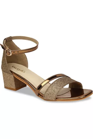 VALIOSAA Women Copper-Toned Embellished Block Heels