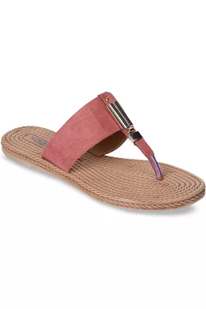 Liberty Women Pink Solid T-Strap Flats