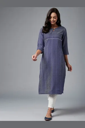 Azira Women Blue Striped Straight Kurta