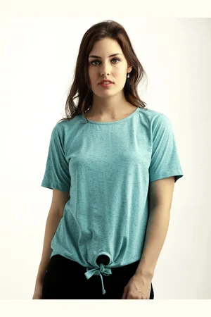 Miss Chase Women Turquoise Blue Solid Top