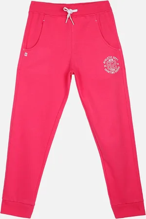PROTEENS Girls Fuchsia Pink Solid Antiviral & Antibacterial Straight-Fit Joggers