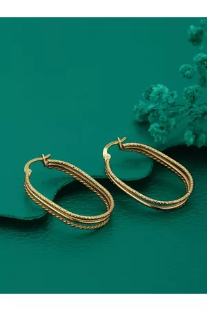 Carlton London Women Gold-Plated Oval Hoop Earrings