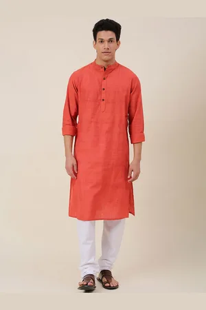 Fabindia Men Red Cotton Kurta