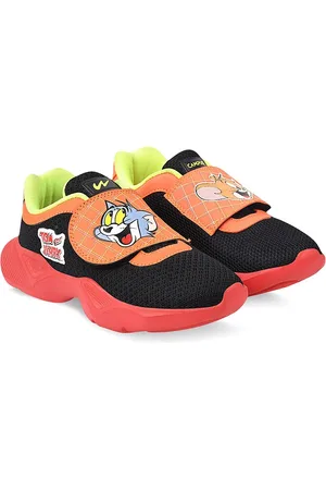 Campus Kids Black Tom & Jerry Mesh Running Shoes