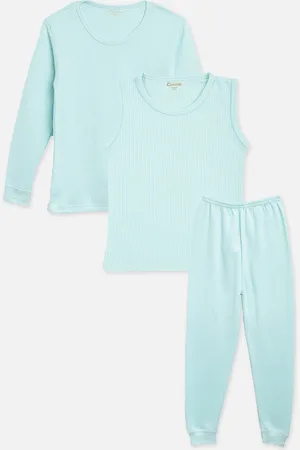 Kanvin Boys Aqua-Blue Self Design Thermal Set