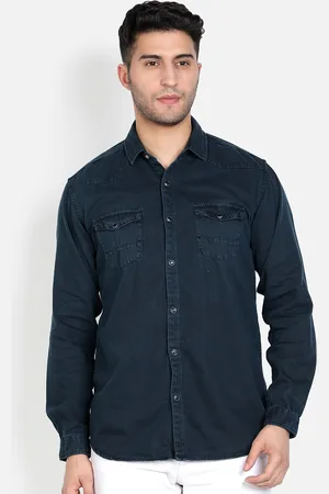 Kuons Avenue Men Blue Smart Slim Fit Casual Cotton Denim Shirt