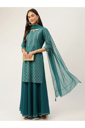 FIORRA Foil Printed Kurta with Skirt & With Dupatta
