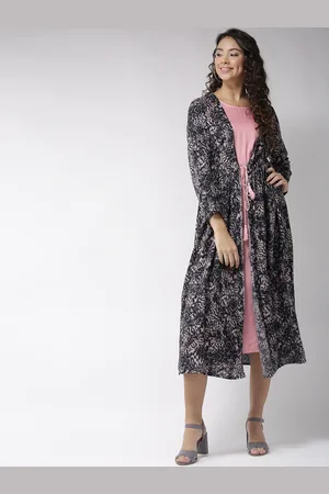 Sera Women Black & Pink Printed Layered A-Line Dress