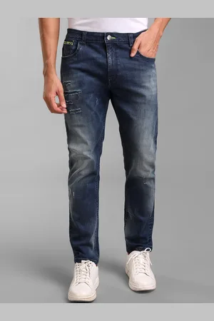 Kazo Men Blue Slim Fit Heavy Fade Jeans