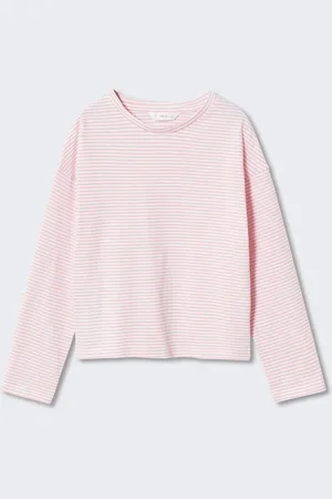 MANGO Girls Striped Sustainable Pure Cotton T-shirt
