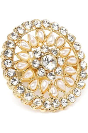Kord Store Gold-Plated Pearl Studded Circular Adjustable Finger Ring