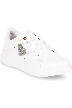 Longwalk Women White & Silver-Toned Sneakers