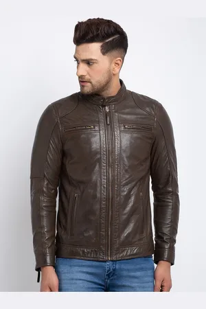 Teakwood Leathers Men Brown Solid Lightweight Leather Jacket