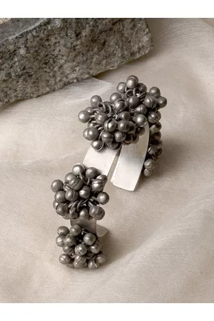 TEEJH Women Silver Toned Alloy Silver Plated Oxidised Bracelet
