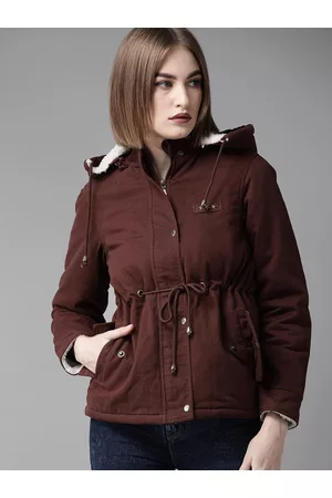 Buy Roadster Women Brown Hooded Parka Jacket - Jackets for Women