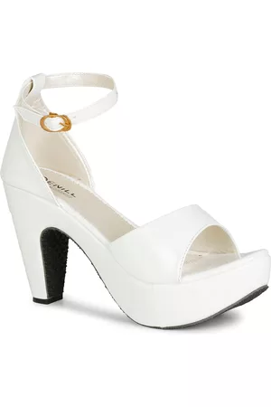 Denill White Platform Sandals with Buckles