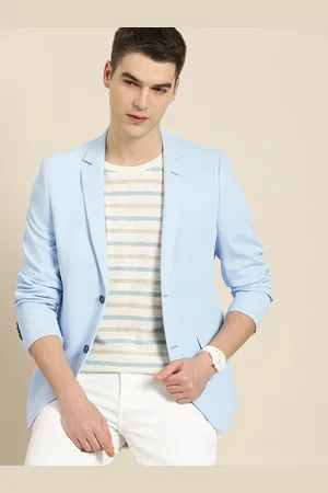 Invictus Men Blue Solid Slim Fit Single Breasted Blazer