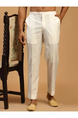 Vastramay Men White Relaxed Fit Trousers