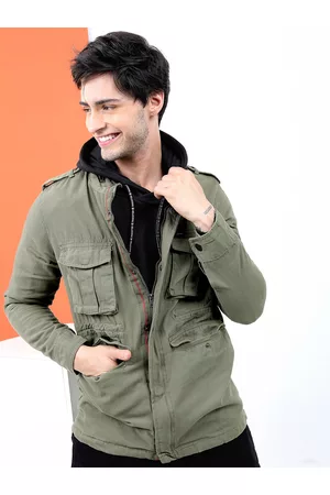 Highlander Men Olive Green Cotton Tailored Jacket