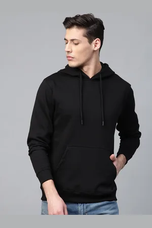 Roadster Men Black Solid Hooded Sweatshirt