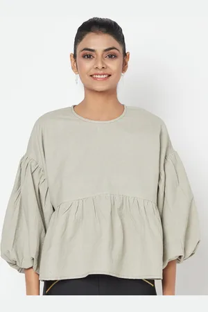 Fabindia Extended Sleeves Peplum Top