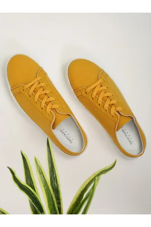 Tokyo Talkies Women Mustard Yellow Lace Up Mule Sneakers