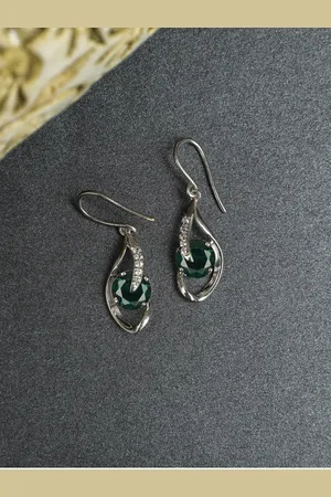 CLARA Silver-Toned Rhodium-Plated Contemporary Drop Earrings