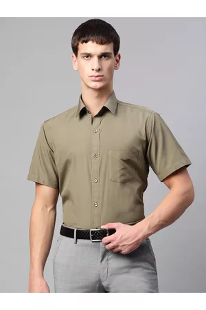 English Navy English Men White Slim Fit Solid Formal Shirt