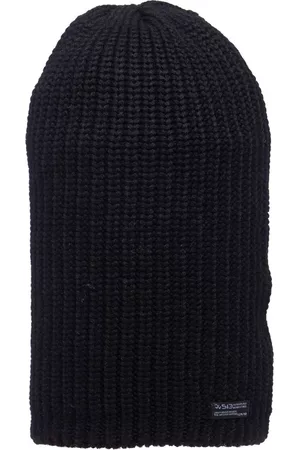 513 Clothing Men Black Self Design Beanie Cap