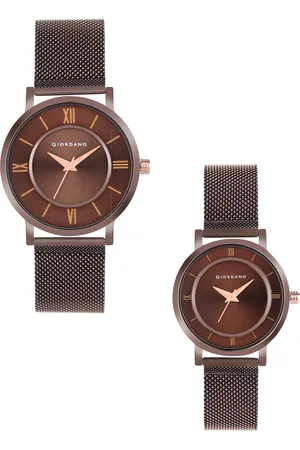 Giordano Pack-2 Brown Dial & Brown Bracelet Style Straps Analogue Watch Gift Set GD-1172-SETA-55