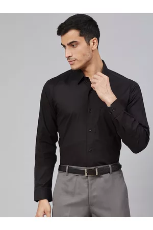 DENNISON Men Black Smart Slim Fit Water & Stain Repellent Solid Formal Shirt