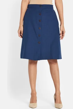 Fabindia Button Closure A-line Midi Skirt