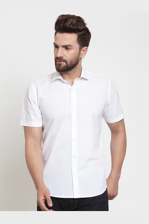 Purple State Men White Slim Fit Solid Casual Shirt
