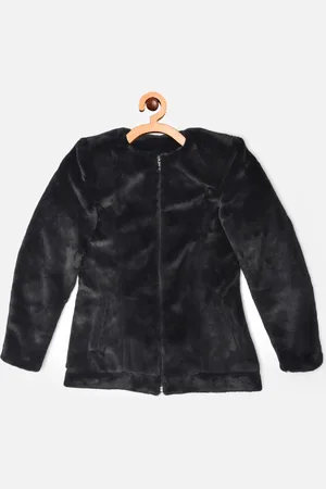 Crimsoune Club Girls Black Solid Round Neck Blazer
