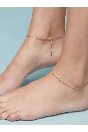 Zavya Women Rose Gold Set Of 2 Sterling Silver 925 Anklets