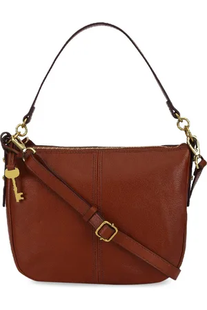 Fossil Brown Solid Leather Shoulder Bag